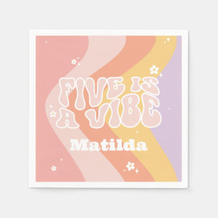 groovy rainbow 5 is a vibe 60's retro daisy cool napkins