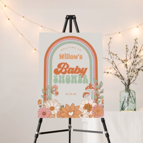 Groovy Rainbow Baby Shower Welcome Sign