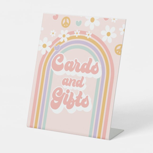 Groovy Rainbow Birthday Cards Gifts Sign (Front)