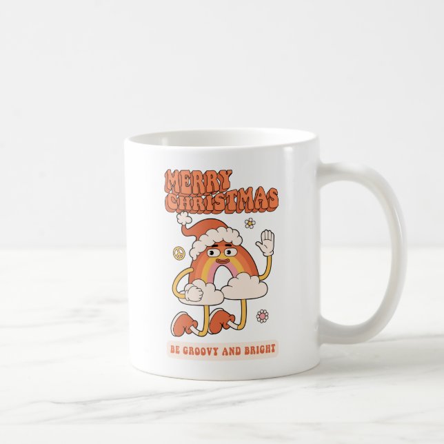 Groovy Rainbow Christmas - Be Bright and Merry Coffee Mug (Right)
