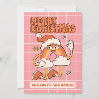 Groovy Rainbow Christmas - Be Bright and Merry Holiday Card