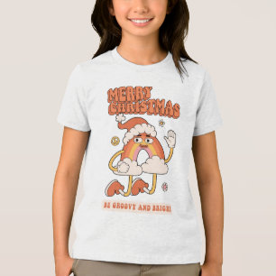 Groovy Rainbow Christmas - Be Bright and Merry Tri-Blend Shirt