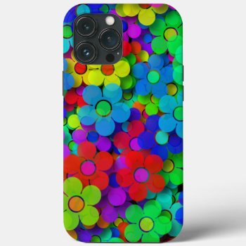Groovy Rainbow Flowers Iphone 13 Pro Max Case by ZionMade at Zazzle