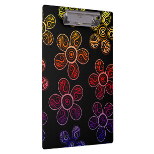 Groovy Rainbow Flowers Design Clipboard