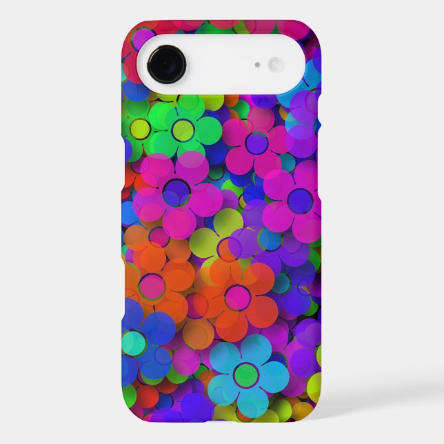 Groovy Rainbow Flowers Purple Case-Mate iPhone Case (Back)