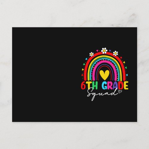 Groovy Rainbow Girl Boys Teacher Hello 6th Grade Postcard