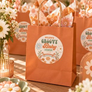 Groovy Rainbow Hippie Baby Shower Favor Stickers