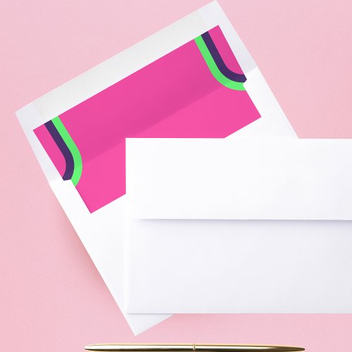 Groovy Rainbow Pink Teal Lime Retro 70s Wedding Envelope Liner