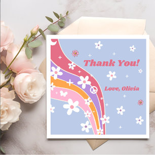 Groovy Rainbow Retro Birthday Party Napkins