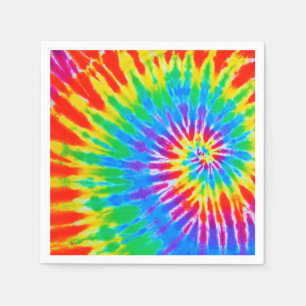 Groovy Rainbow Spiral Tie Dye Napkins