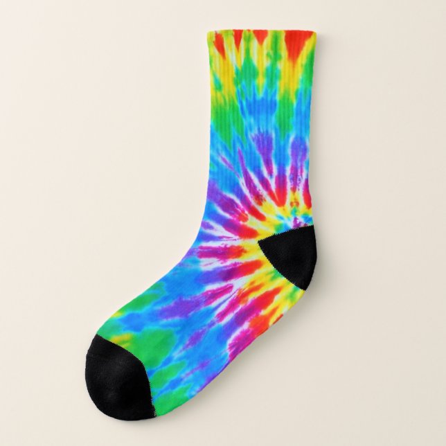 Groovy Rainbow Spiral Tie Dye Socks (Left Outside)