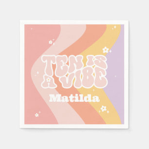 groovy rainbow ten is a vibe 60's retro daisy cool napkins