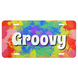 Groovy Rainbow Tie Dye License Plate