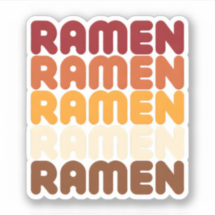 Groovy Ramen Noodle Lover Warm Gradient Retro Food Sticker