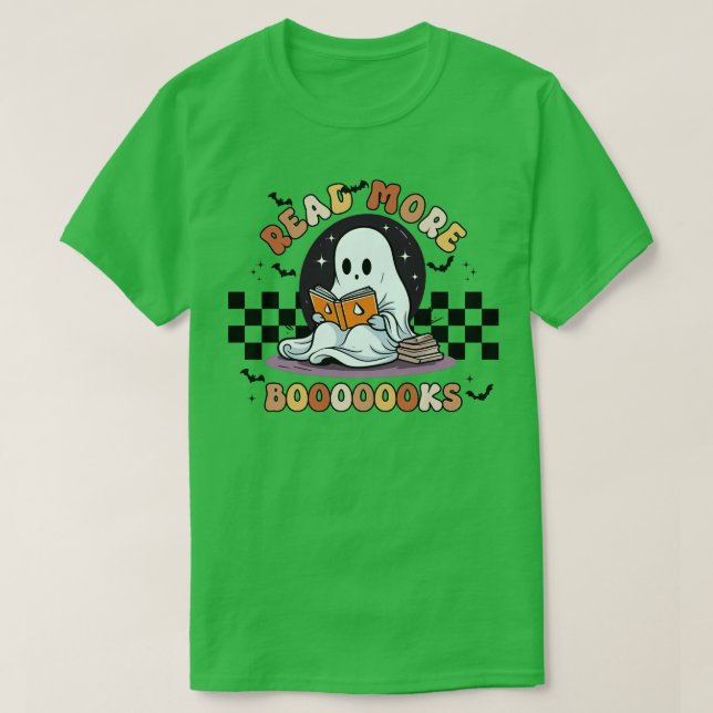 Groovy Read More Books Cute Ghost Boo Funny Hallow T-Shirt (Design Front)