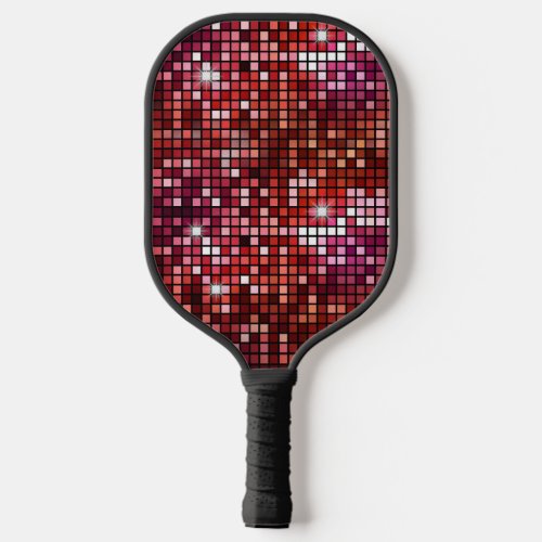 Groovy Red Disco Ball Retro 70s Pickleball Paddle