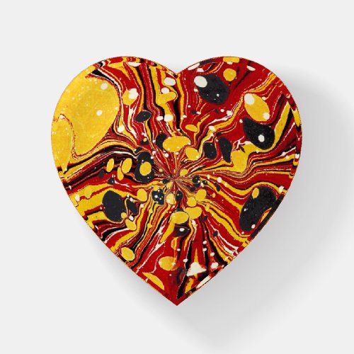 Groovy Red Gold Lava Style Explosion Heart Paperweight