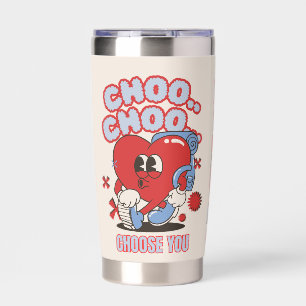 Groovy Red Heart Choo Choo Choose You Valentines Insulated Tumbler