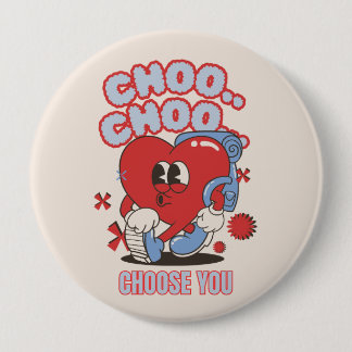 Groovy Red Heart singing Valentines Button