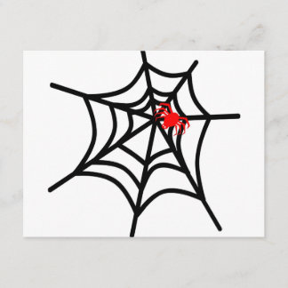 Groovy Red Spider on Web - Halloween Card