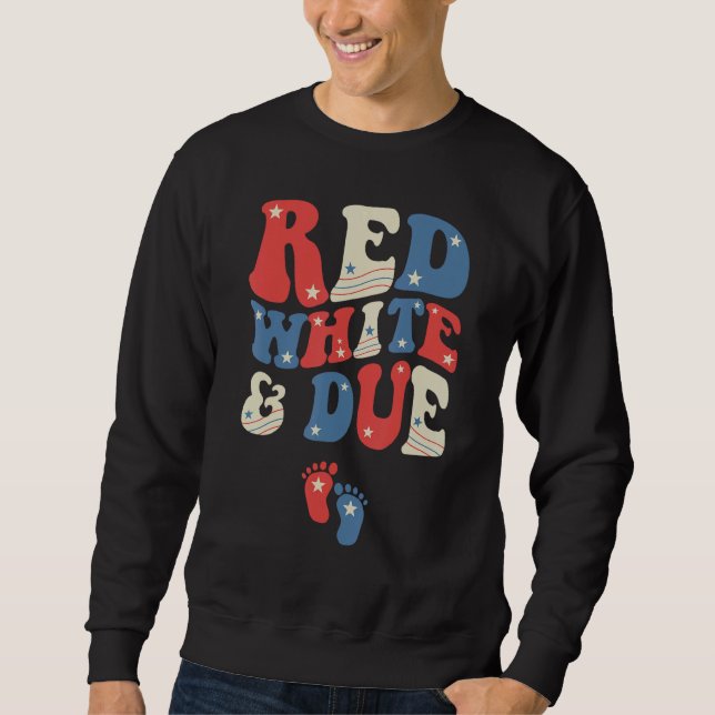 Groovy Red White And Due Baby Reveal 4th of July M Sweatshirt (Front)