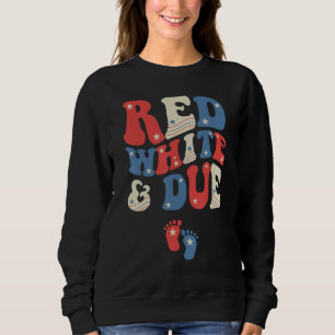 Groovy Red White And Due Baby Reveal 4th of July M Sweatshirt
