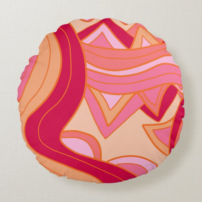 Groovy Reds Round Pillow (Front)