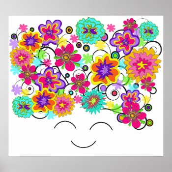 Groovy Rerto Flower Head Poster by gidget26 at Zazzle
