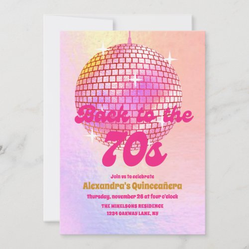 Groovy Retro15th Lets Quinceaera Disco Birthday  Invitation