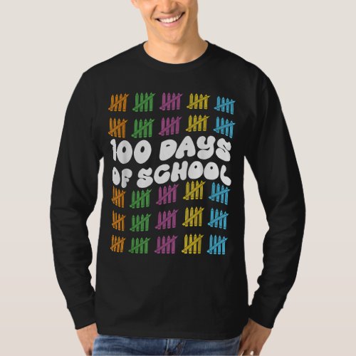 Groovy Retro 100 Days Happy 100th Day Of School Te T_Shirt