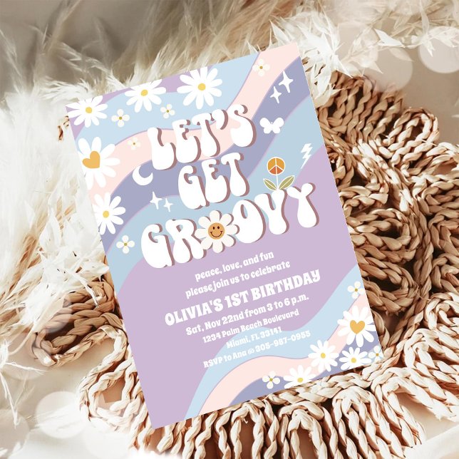 Groovy Retro 1st Birthday Invitation (Creator Uploaded)
