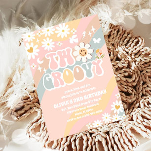 Groovy Retro 2nd Birthday Invitation