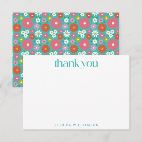 Groovy Retro 50s Flowers Turquoise Bat Mitzvah 