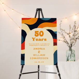 Groovy Retro 50th Wedding Anniversary Welcome Sign