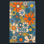 Groovy Retro 60s 70s Floral Pattern 2025 Calendar<br><div class="desc">Groovy Retro 60s 70s Floral Pattern 2025 Calendar. With its nostalgic 60s 70s vintage-aesthetic flowers,  this hanging wall calendar makes a great gift or addition to any room or office. Perks up any space with its pretty colors and flower power vibe. By Kierkegaard Design Studio.</div>