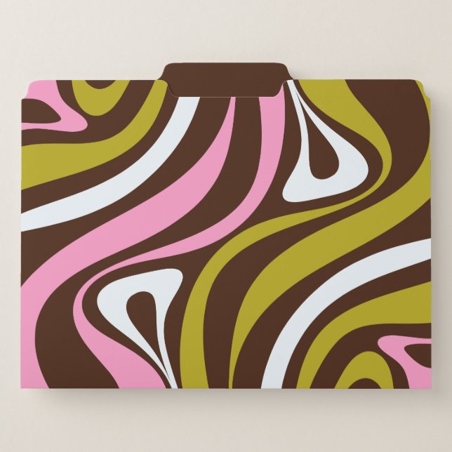 Groovy Retro 60s 70s Patterns Brown Pink Green File Folder | Zazzle