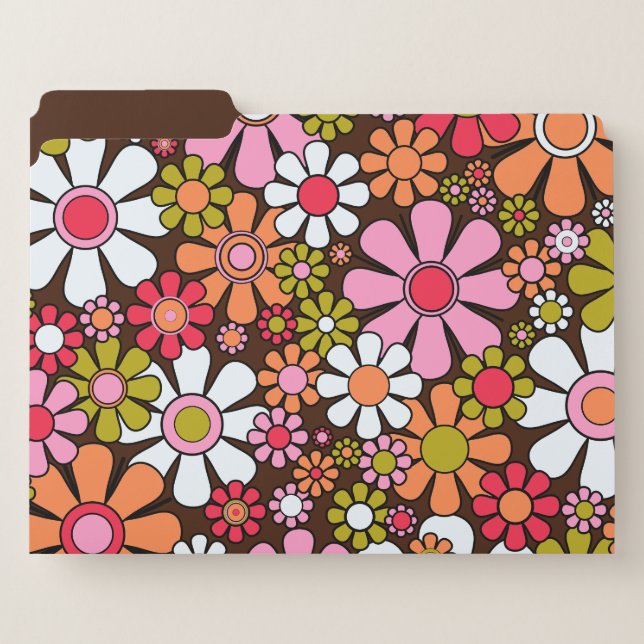 Groovy Retro 60s 70s Patterns Brown Pink Green File Folder | Zazzle