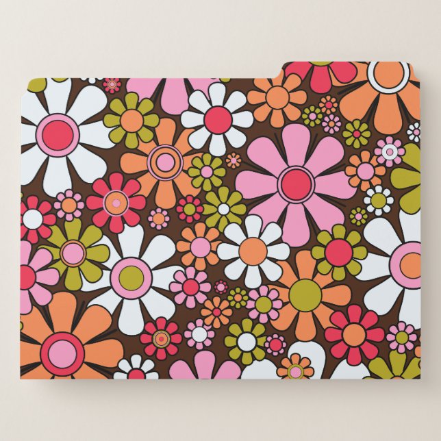 Groovy Retro 60s 70s Patterns Brown Pink Green File Folder | Zazzle