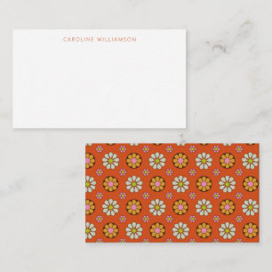 Groovy Retro 60s Flowers Orange Pink Custom Note Card