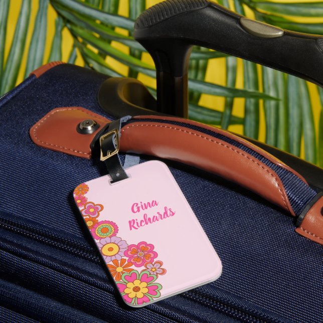 Groovy Retro 60s Hippie Luggage Tag (Front Insitu 1)