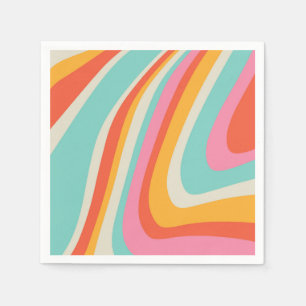 Groovy Retro 60s Wavy Lines Napkins