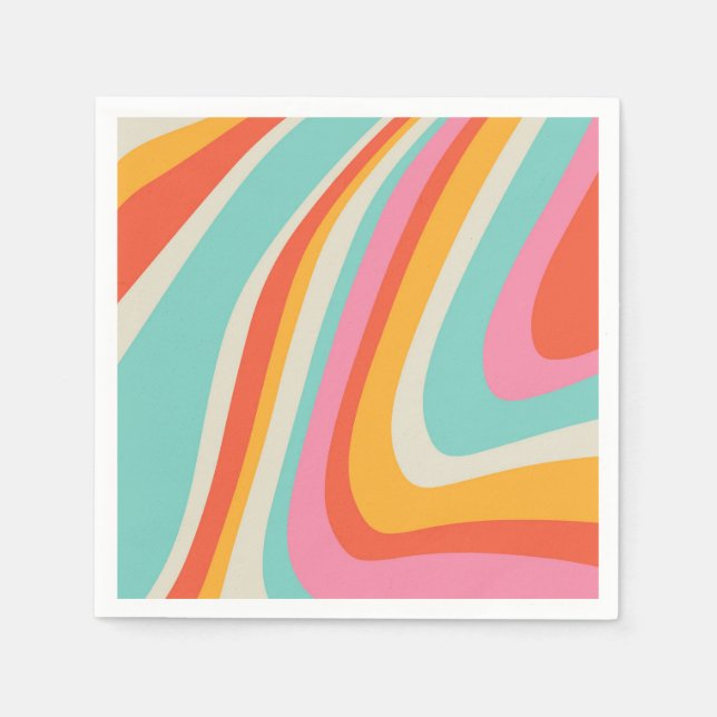 Groovy Retro 60s Wavy Lines Napkins (Front)