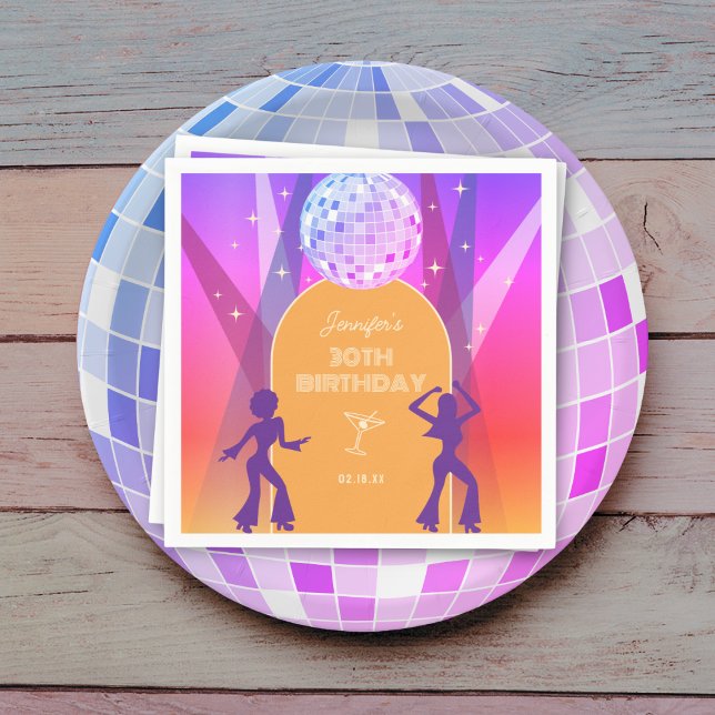 Groovy Retro 70s 80s Disco 30th Birthday Party Napkins (Creator Uploaded)