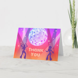 Groovy Retro 70s 80s Disco Dancing Party Letterpress Thank You Card