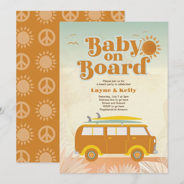 Groovy Retro 70s Baby Shower  Invitation (Front/Back)