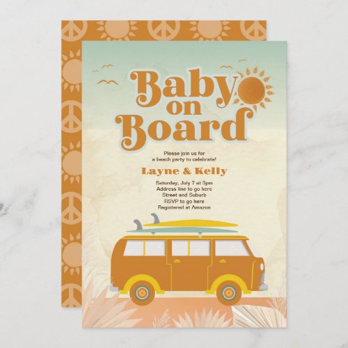 Groovy Retro 70s Baby Shower  Invitation