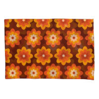 Groovy retro 70s boho hippie orange flower pattern