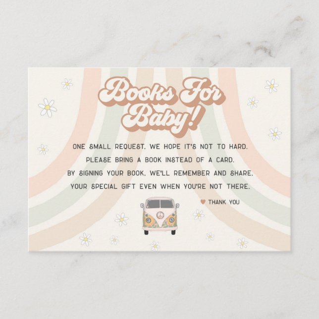 groovy retro 70s books for baby invitation insert (Front)