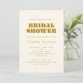 Groovy Retro 70s Botanical Gold Bridal Shower Invitation (Standing Front)