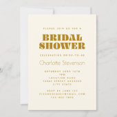 Groovy Retro 70s Botanical Gold Bridal Shower Invitation (Front)